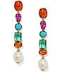 Nadri Frieda Multi Color Pearl Linear Earrings - Image 1