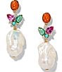 Nadri Frieda Multi Color Post Large Baroque Pearl Drop Earrings - Image 1