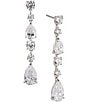 Nadri Halle Crystal Long Linear Earrings, Color:Silver - Image 1