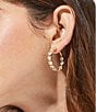 Color:Gold - Image 2 - Medium Heart Crystal Hoop Earrings