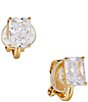 Color:Gold - Image 1 - Modern Love Emerald Cut CZ Clip-On Stud Earrings