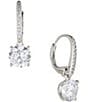 Color:Silver - Image 1 - Modern Love Round CZ Crystal Drop Earrings