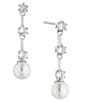 Color:Silver - Image 1 - Olivia Pearl Crystal Linear Earrings
