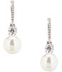 Color:Clear - Image 1 - Faux-Pearl Crystal Drop Earrings