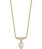 Color:Gold - Image 1 - Siren Freshwater Pearl Drop Crystal Short Pendant Necklace