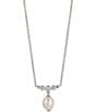 Color:Silver - Image 1 - Siren Freshwater Pearl Drop Crystal Short Pendant Necklace