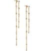 Color:Gold - Image 1 - Siren Pearl and Crystal Long Linear Earrings