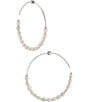 Color:Silver - Image 1 - Siren Pearl Wire Hoop Earrings