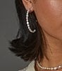 Color:Silver - Image 2 - Siren Pearl Wire Hoop Earrings