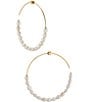 Color:Gold - Image 1 - Siren Pearl Wire Hoop Earrings