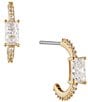 Color:Gold - Image 1 - Small Crystal Hoop Earrings