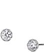 Color:Silver - Image 1 - Round Stud Earrings