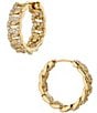 Color:Gold - Image 1 - Twilight Crystal 20mm Pave Curb Hoop Earrings