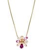 Color:Pink/Gold - Image 1 - Watercolor Crystal Tone Flower Short Pendant Necklace