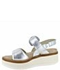 Color:Soft Silver - Image 3 - Crepe Leather Platform Wedge Sandals
