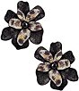 Natasha Accessories Crystal Flower Leopard Stud Statement Earrings - Image 1