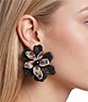 Natasha Accessories Crystal Flower Leopard Stud Statement Earrings - Image 2