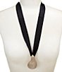 Natasha Accessories Crystal Teardrop Scarf Short Pendant Necklace - Image 1