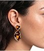 Natasha Accessories Double Tortoise Metal Cage Drop Statement Earrings - Image 2