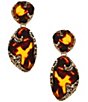 Natasha Accessories Double Tortoise Metal Cage Drop Statement Earrings - Image 1