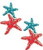 Color:Gold/Green - Image 1 - Enamel Starfish Crystal Drop Earrings