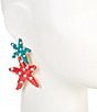 Color:Gold/Green - Image 2 - Enamel Starfish Crystal Drop Earrings