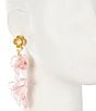 Color:Gold/Pink - Image 2 - Fabric Flower Pearl Bead Drop Statement Earrings