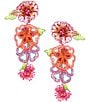 Color:Multi - Image 1 - Flower Beaded Statement Drop Earrings