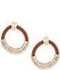 Natasha Accessories Leather Circle Drop Earrings - Image 1