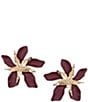 Natasha Accessories Matte Metal Stack Flower Drop Statement Earrings - Image 3
