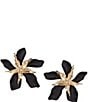 Natasha Accessories Matte Metal Stack Flower Drop Statement Earrings - Image 1