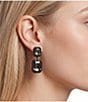 Natasha Accessories Matte Metal Stone Double Drop Earrings - Image 2