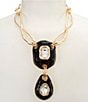 Natasha Accessories Metal Enamel Stone Drop Short Pendant Statement Necklace - Image 1