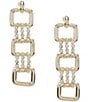Natasha Accessories Metal Link Linear Earrings, Color:Gold/Crystal - Image 1
