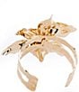 Natasha Accessories Open Flower Cuff Bracelet, Color:Gold/Ivory - Image 2