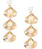 Color:Gold/Ivory - Image 1 - Oyster Pearl Drop Earrings