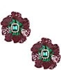 Natasha Accessories Paint Flower Stud Earrings, Color:Burgundy - Image 1