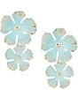 Natasha Accessories Painted Flower Resort Double Drop Statement Earrings - Image 1