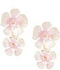 Natasha Accessories Painted Flower Resort Double Drop Statement Earrings - Image 3