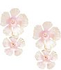 Natasha Accessories Painted Flower Resort Double Drop Statement Earrings - Image 1