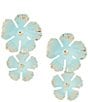 Natasha Accessories Painted Flower Resort Double Drop Statement Earrings - Image 3