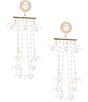 Color:Gold/Ivory - Image 1 - Pearl Dripping Petal Chandelier Statement Earrings