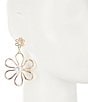 Color:Gold/Ivory - Image 2 - Pearl Flower Drop Statement Earrings