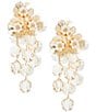 Natasha Accessories Pearl Flower Drop Statement Earrings - Image 1