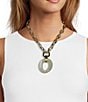 Natasha Accessories Resin Circle Tortoise Short Pendant Necklace - Image 2