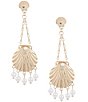 Natasha Accessories Resort Oyster Pearl Statement Drop Earrings - Image 1