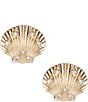Color:Gold/Crystal - Image 1 - Shell Crystal Stud Earrings