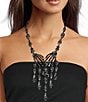Natasha Accessories Skeleton Skull Rhinestone Statement Necklace - Image 2