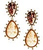 Natasha Accessories Stone Double Teardrop Drop Earrings - Image 1