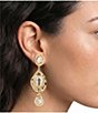 Natasha Accessories Stone Platter Teardrop Drop Statement Earrings - Image 2